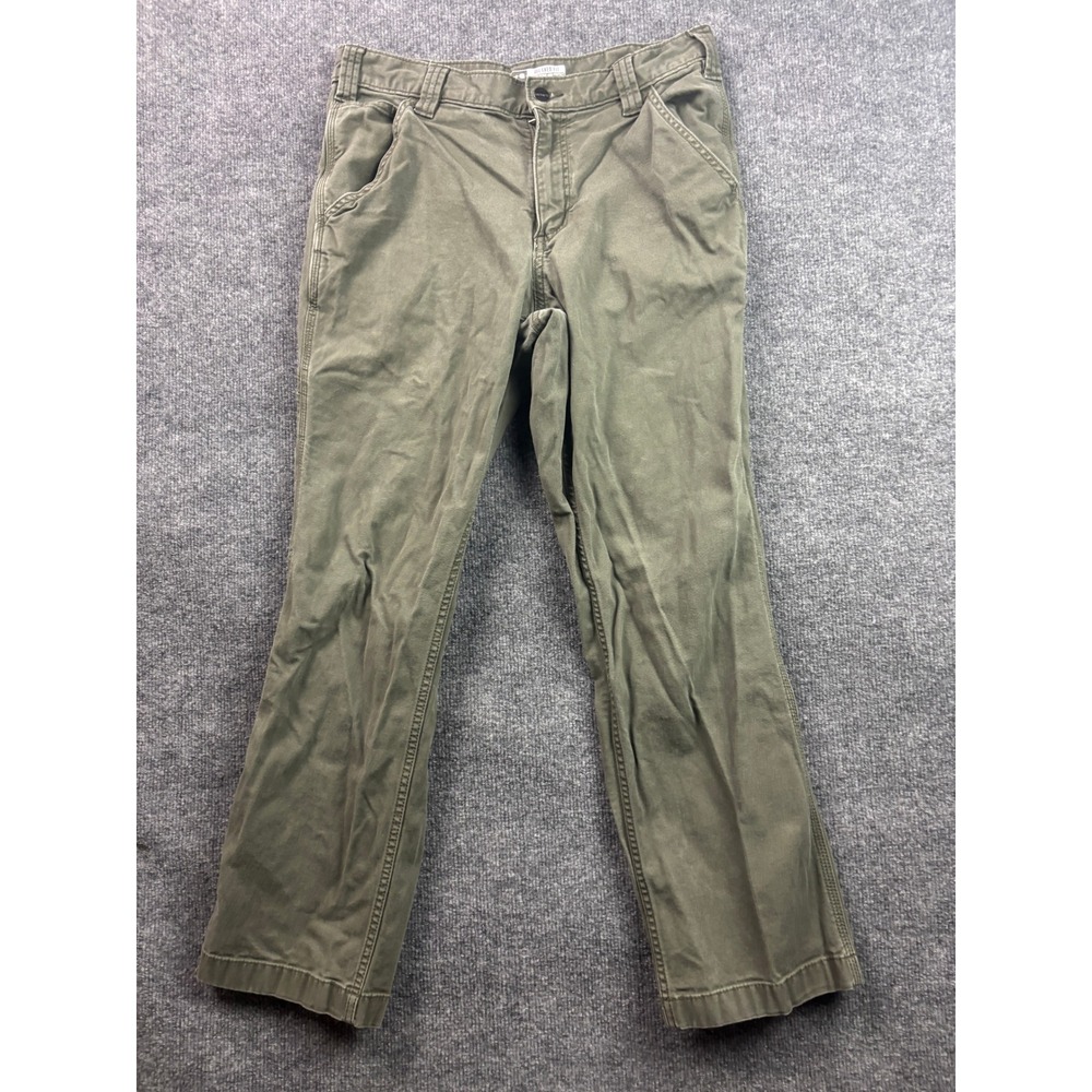 Carhartt Rugged Flex Canvas Work Pants Mens 32x30 Green Relaxed Fit BN2291-M